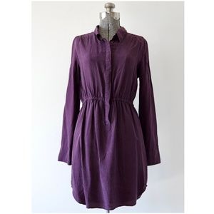 LA Made Purple Silk Shirt Dress w/ Drawstring Waist Size Medium